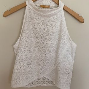 🆕 YMI White Lace Crop Top Sheer Back Large